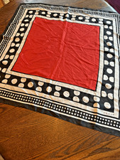 Vintage Echo Silk Square Scarf Polka Dot Red Black White 31" x 31"