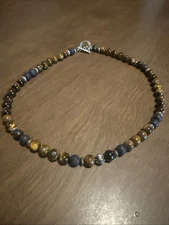Tiger’s Eye And Lava Beaded Necklace 