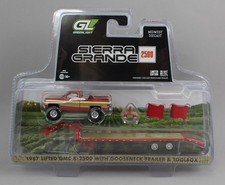 1:64 GreenLight HITCH & TOW *RED* 1987 GMC K-2500 Pickup w/GOOSENECK FLATBED