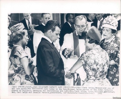 1961 Encino California John Clark Gable Christening Ceremony Wirephoto 8x10