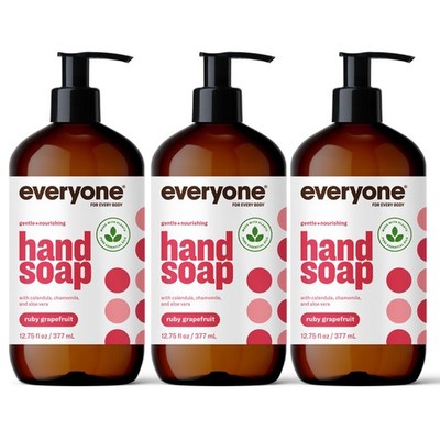 Hand Soap, 12.75 Ounce (Pack of 3), Ruby Grapefruit, Plant-Based Cleanser