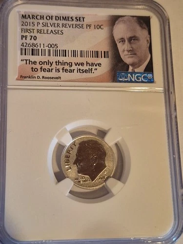 2015-P 10c Silver Reverse Proof Roosevelt Dime NGC PF 70 | First Releases PR