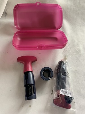 Tupperware Wine Accessories Set Corkscrew Pump Foil cutter Storage Case