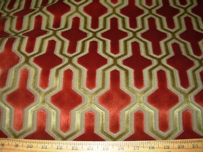 4  YDS STROHEIM CUT VELVET  GEOMETRIC  UPHOLSTERY FABRIC FOR LESS