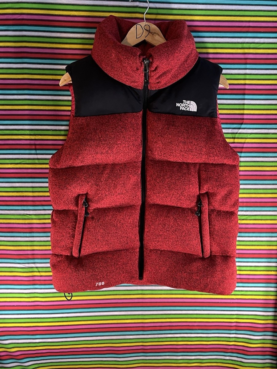 THE NORTH FACE Gilet Women's Red 700 Goose Down Puffer Body Warmer