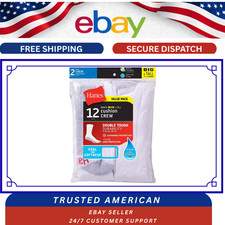  12-Pair Pack Hanes Men's Double Tough Crew Socks, Shoe Size 12-14 Great Price