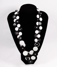 Black & White Beads Long Necklace & Earring Set Fashion Costume Jewelry jxng New