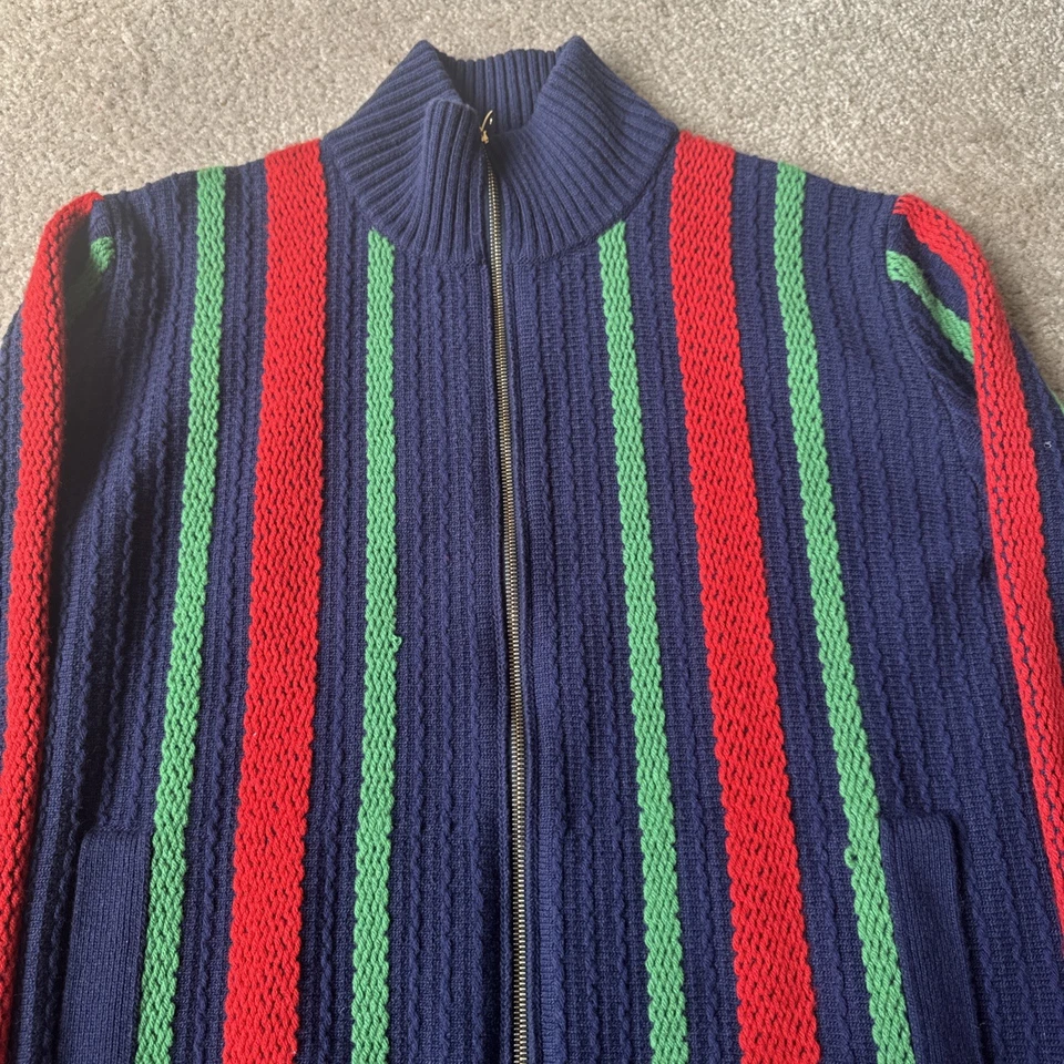 CHAQUETA BOMBER GUCCI PARA HOMBRE PUNTO CREMALLERA CÁRDIGAN SUÉTER LANA TELA RAYAS talla L Foto 2 de 4