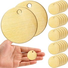 25 Pc Round Brass Tags 1.25" Gold Zhengmy