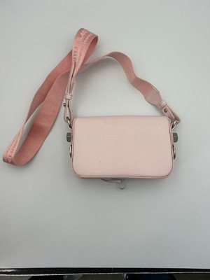 Off-White Pale Pink Binder Clip Leather Crossbody Bag  display picture 1