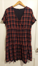 Madewell Plaid Faux-Wrap Mini Dress Womens Medium Short-Sleeve Tiered 100%Cotton