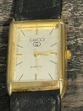 Vintage Gucci Tank Watch Gold Plated Quartz Rectangular Champagne Dial Mens Wome