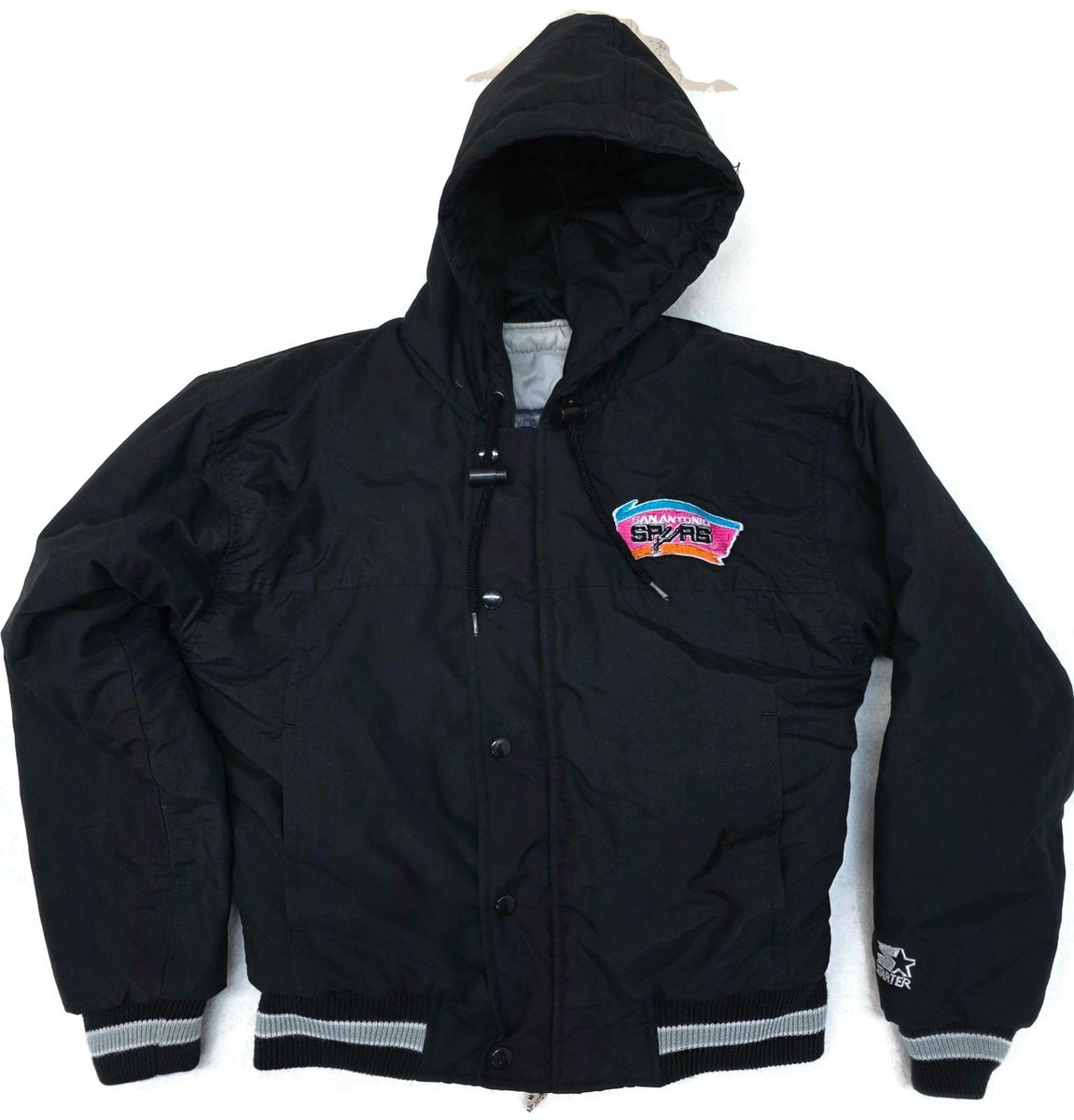 Vintage San Antonio Spurs Jacket Youth Medium Black NBA Basketball Vintage San Antonio Spurs Jacket Youth Medium Black NBA Basketball
