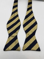 Brooks Brothers 346 Silk Bow Tie Navy Gold Stripe 2.5  USA