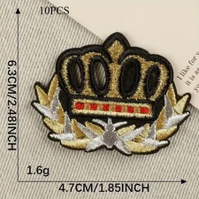 Embroidered Iron-on Applique black/gold/silver/red 2+12 x 1+7/8 inch