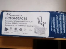 NEW T&S BRASS B-2866-05FC15 WIDESPREAD FAUCET 8" CENTERS GOOSENECK CHROME