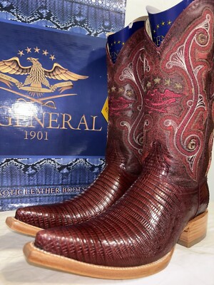 Lizard Leather  J Toe Western Cowboy Boots by El General 1901 Mens Size 6