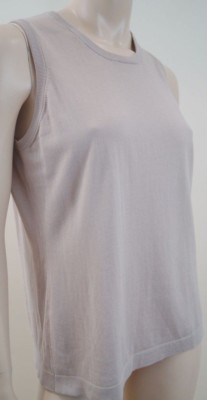 AKRIS PUNTO Beige Rundhalsausschnitt Ärmellos Strick Weste Tank Top US12; F44; UK16