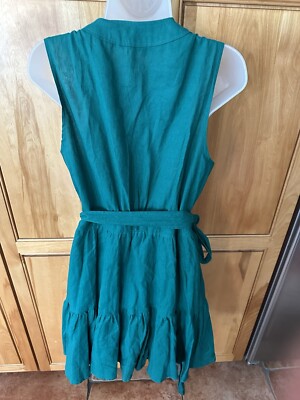 Christian Lacroix L Green Sleeveless Linen Wrap Dress LK NU! | eBay