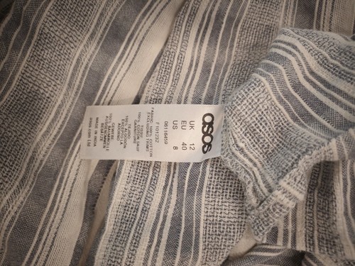 ASOS black and white striped cotton maxi sundress size 12 - Picture 8 of 11
