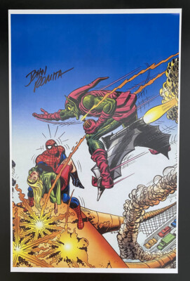 John Romita Sr Signed 12x18 Spider-man Print Gwen Stacy Green Goblin AUTOGRAPHED