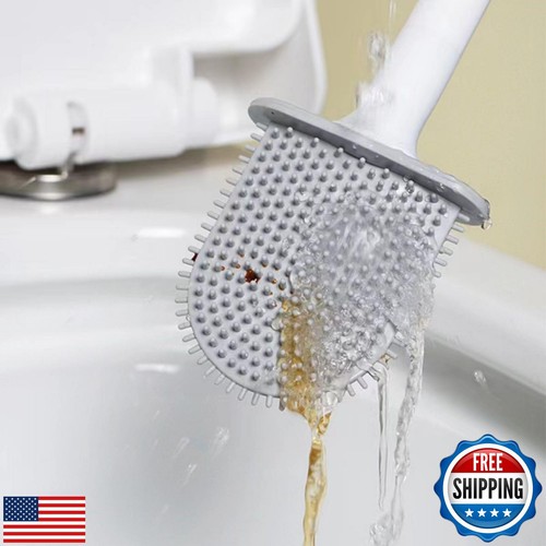Toilet Brush,Deep Cleaner Silicone Toilet Brushes with No-Slip Long Plastic H - Picture 2 of 5