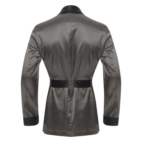 Men's Short Satin Robe with Belt Lightweight Bathrobe Pajamas Spring Summer - Picture 66 of 77