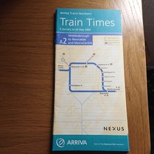 Arriva Trains Northern Timetable A2. From 4th January to 22nd May 2004. VGC.