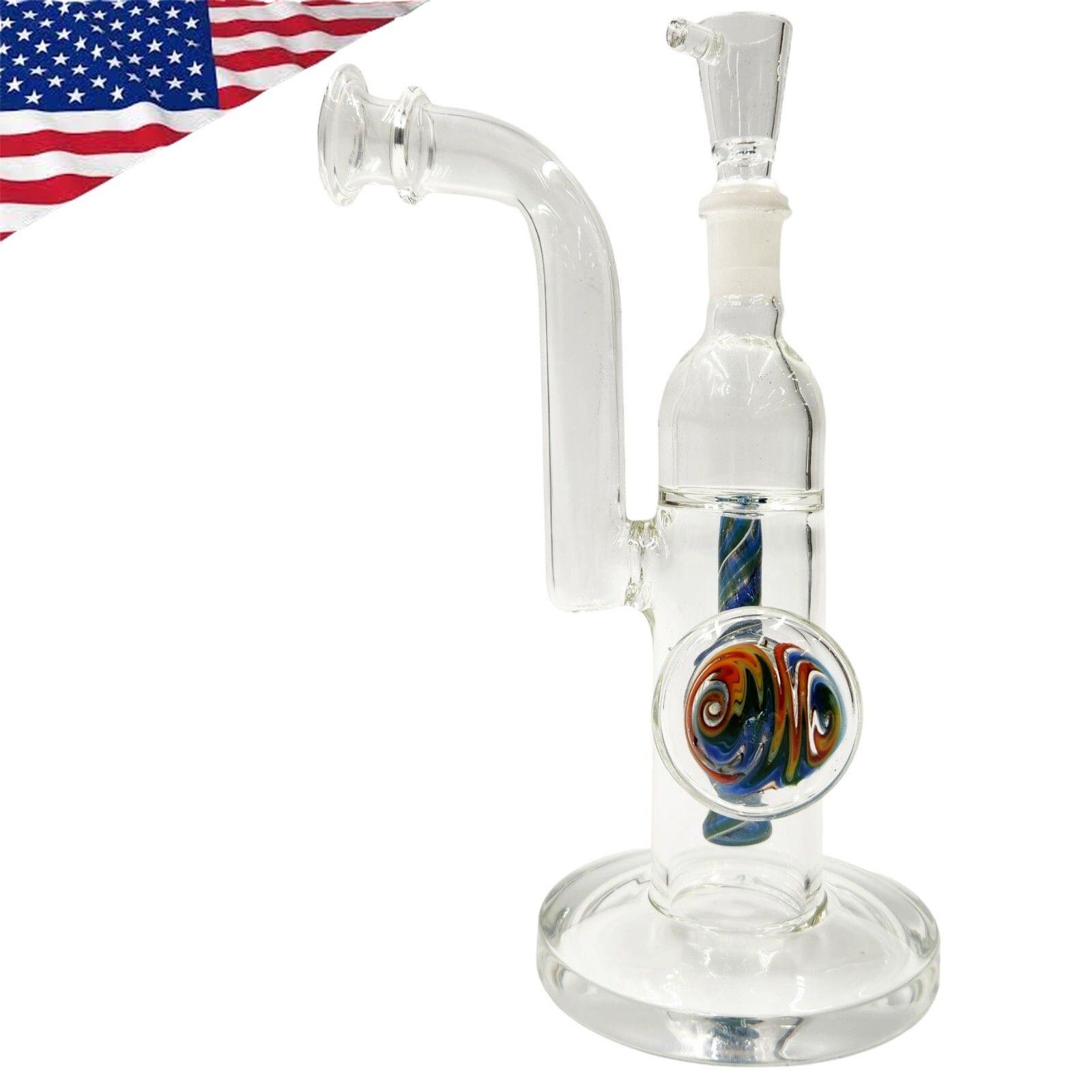 8" Bent Neck Blue Percolator Unique Bong 14mm Bubbler Smoking Waterpipe