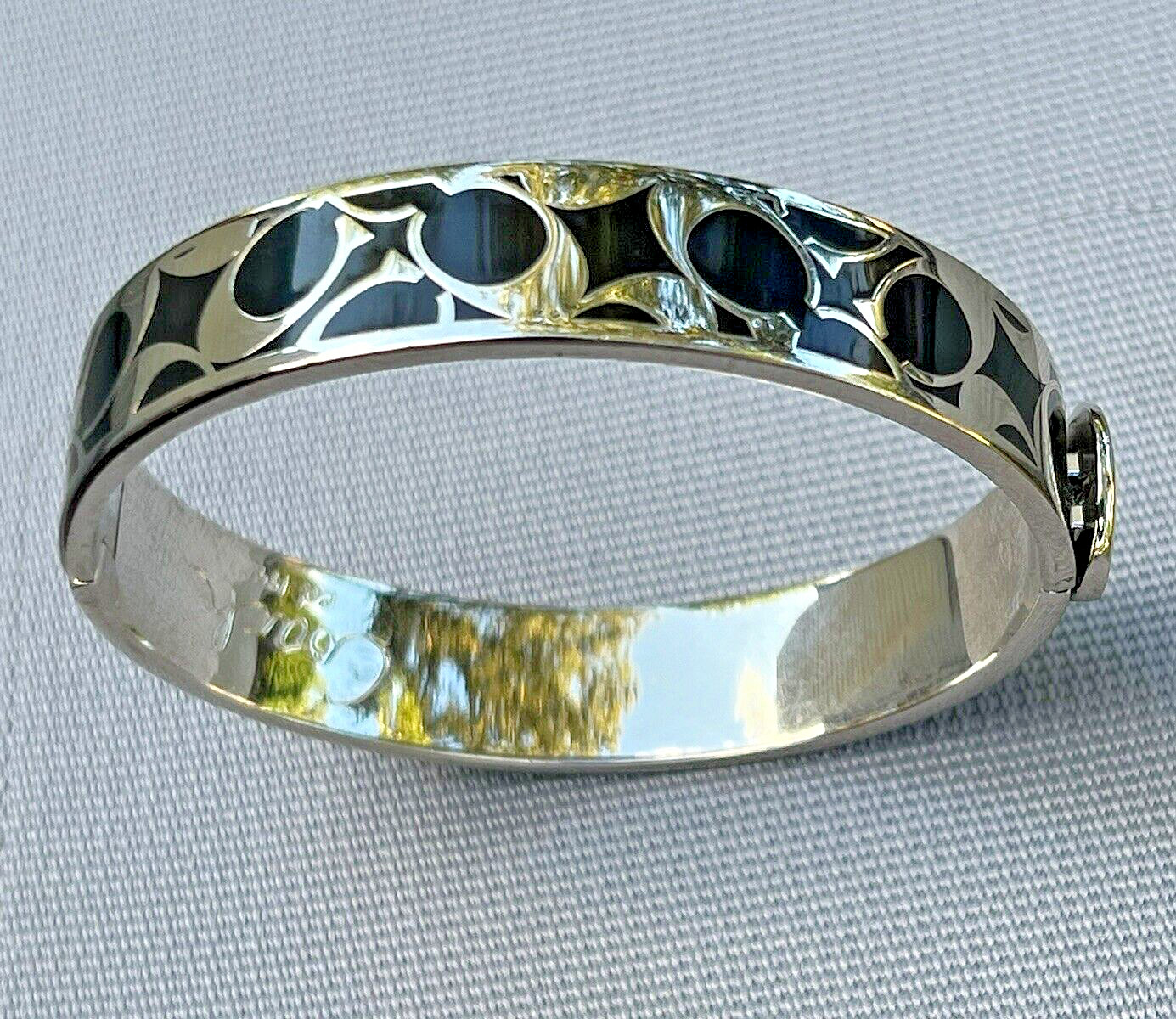 An Authentic COACH Bangle Hinged Bracelet Black E… - image 1