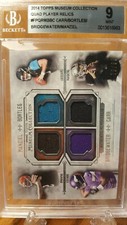 2014 Topps Museum Quad Player Relic Carr/Bortles/Bridgewater/Manziel BGS 9 Mint