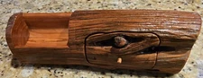 14" Natural Wood Log Jewelry Trinket Puzzle Box 5 Drawers Hideaway Tim Wilken TX