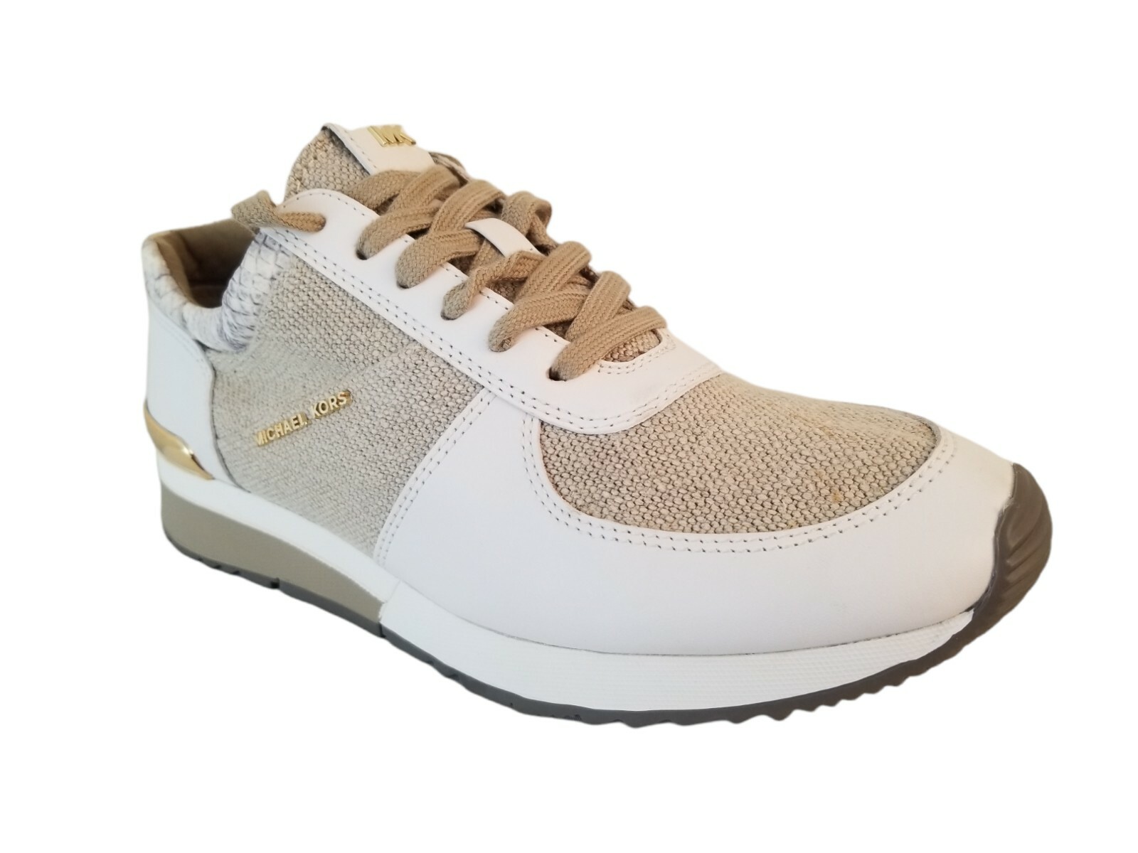 Michael Kors Allie Women's Shoes Trainer Fabric Leather Natural white Size 8.5 M thumbnail 2