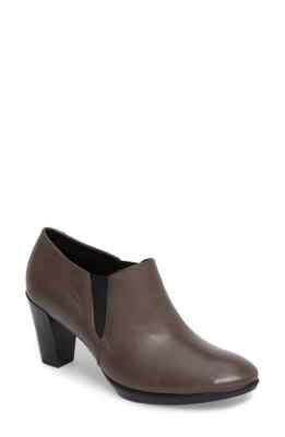 Ecco Shape 55 Plateau Booties Leather Heels Taupe Brown Size 40 US 9 - 9.5 NEW