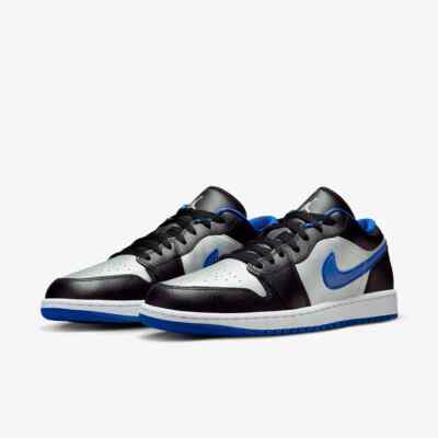 New Nike Air Jordan 1 Low Shoes - Black/ Game Royal (553558-007