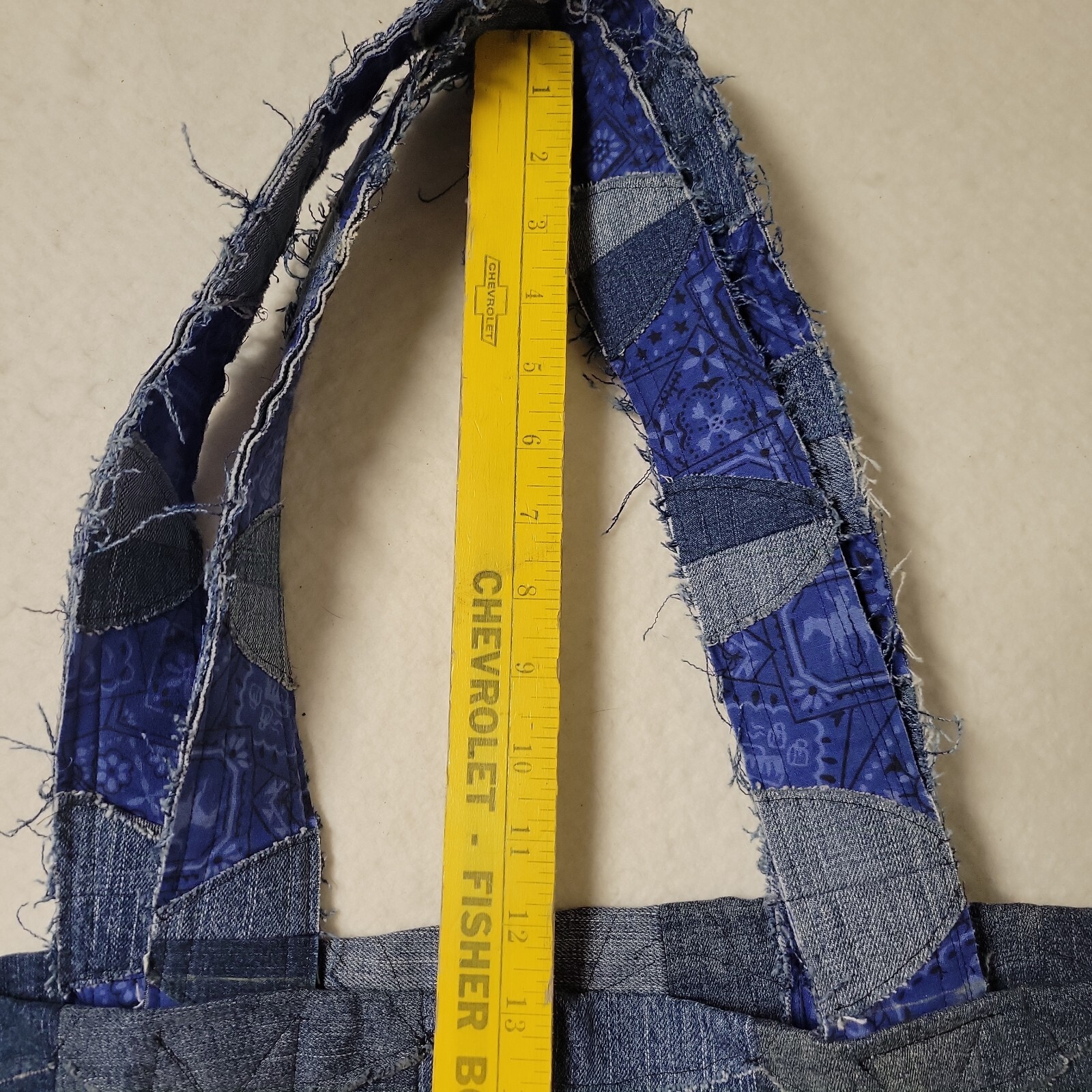 Large Handmade Patchwork Denim Tote Bag Purse Han… - image 9