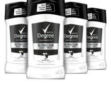 4 NEW MENS DEGREE ULTRACLEAR BLACK  WHITE 48H ANTIPERSIPIRANT DEDORANT 2.7 OZ