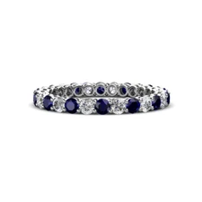 TriJewels Blue Sapphire and Diamond Eternity Ring 1.38 ctw* 14K Gold JP:150013