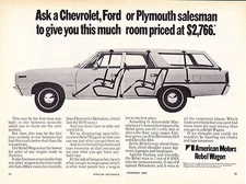 1969 AMC REBEL WAGON  ~  RARE 2-PAGE ORIGINAL PRINT AD