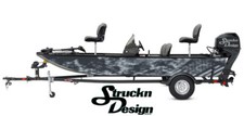 Patriotic Distressed Faded Grayscale Fish Bass Boat Black Decal Wrap USA Vinyl