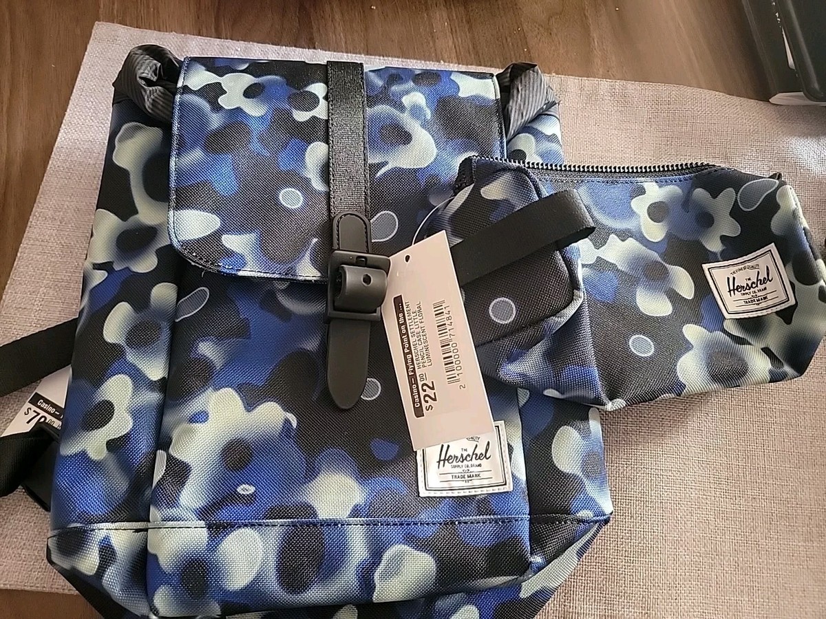Herschel Retreat Sling Bag Luminescent Floral Pencil Pouch Blue