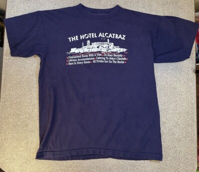 The Hotel Alcatraz Shirt Mens Medium Navy Blue Short Sleeve