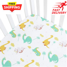 Dinosaur Crib Sheet for Boys Girls, Baby Crib Sheet Fit for Standard Crib and To