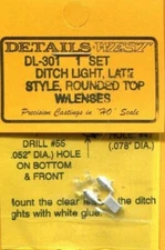 Details West 301 x HO Ditch Lights w/Lenses & Bullbs Late Style