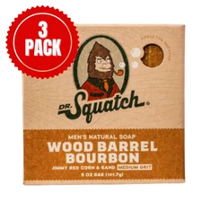 Dr. Squatch All Natural Bar Soap for Men w/ Medium Grit Wood Barrel Bourbon 3pk