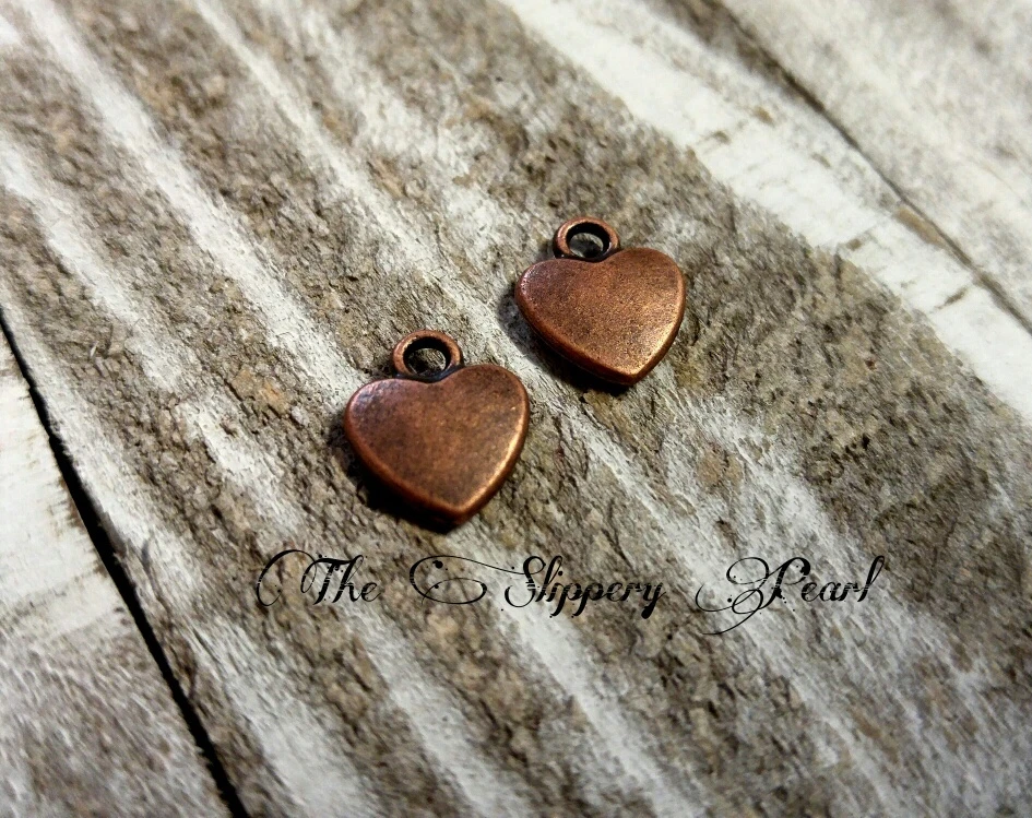 BULK Charms Heart Charms Antiqued Copper 50 pieces Wholesale Charms