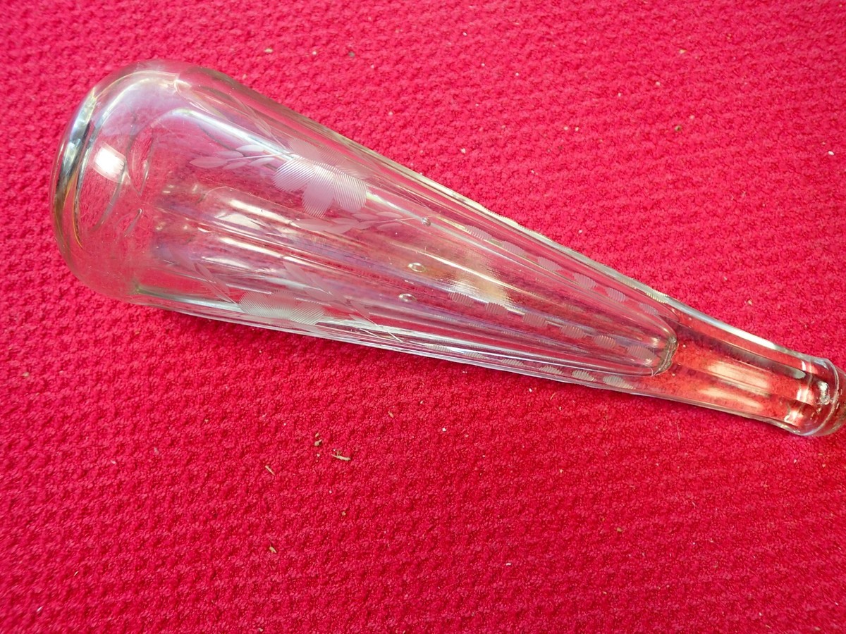 Antique Etched Car Glass Flower Vase Early Automobile Accessory | eBay