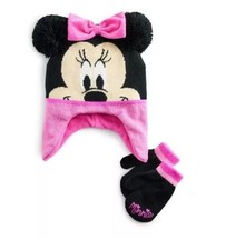 Disney's Minnie Mouse Toddler Girl Trapper Hat Mittens Minnie Hat New