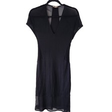 Helmut Lang Little Black Dress Silk Stretch Jersey Knit Pencil Bodycon Women's S