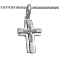 MäDchen Zirkonia Kreuz AnhäNger Kinder Taufe Kommunion Mit Kette Echt Silber 925
